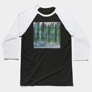 Liminal Space II in Yale Blue and Dark Green Abstraction Baseball T-Shirt